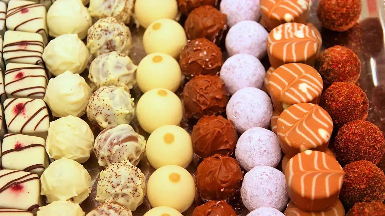 Rows of handmade truffles